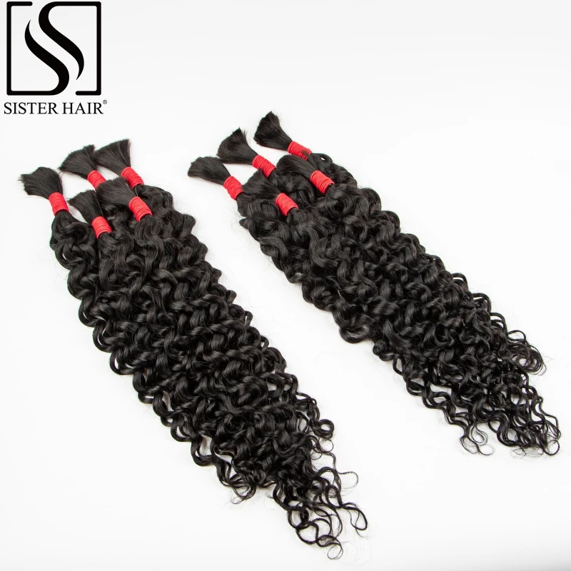 100% Virgin 26 28 Inch Human Hair Bulk for Braiding Water Wave Curly Human Hair No Weft Braiding Hair Extensions for Boho Braids