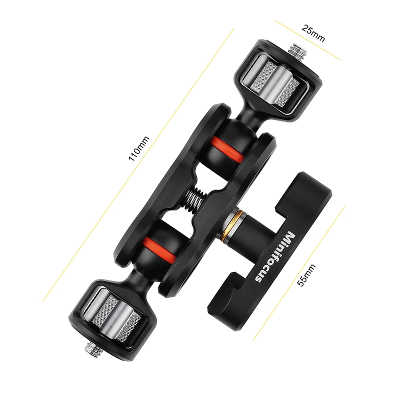 Double Ball Head Magic Arm 360 Ballheads with 1/4'' Screw for Sony Canon Nikon Camera Monitor Light Microphone Gimbal Cage Mount