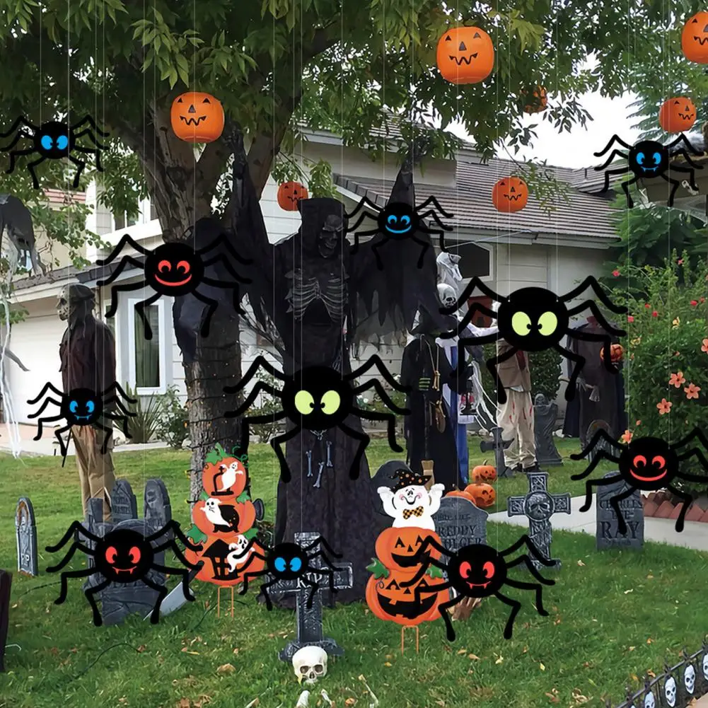 Halloween Wall Sticker Easy to Use Halloween Sticker Exquisite Halloween Wall Sticker Set Spooky Pumpkin Spider  for Party