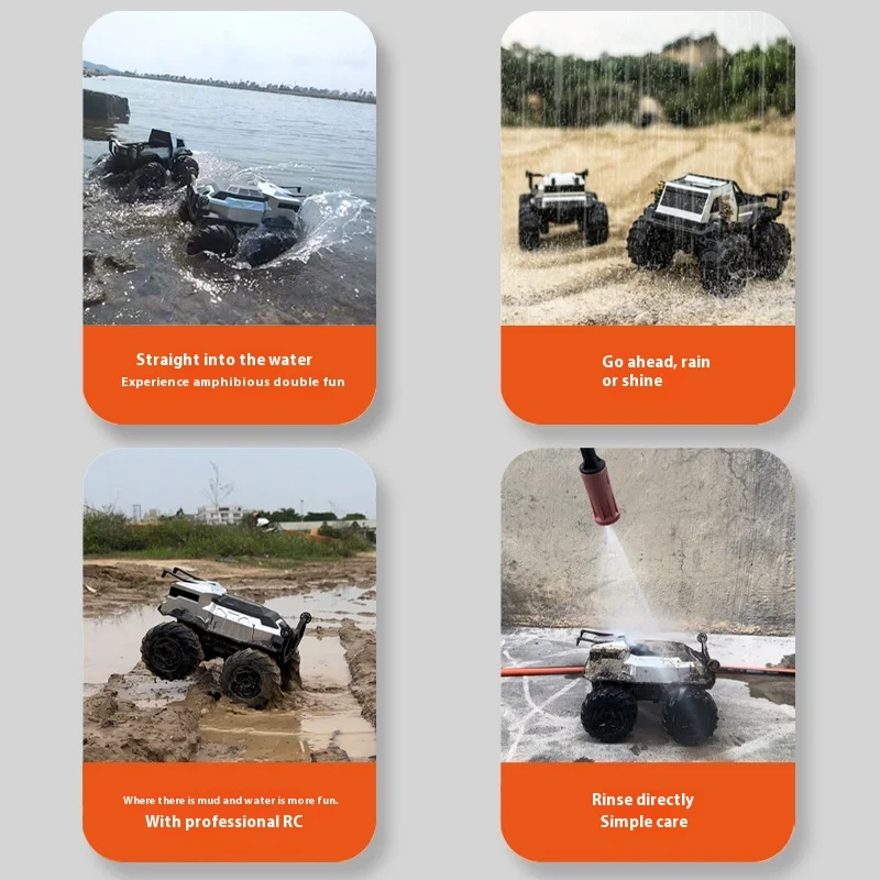 Children's remote-controlled car, fully waterproof building block RC off-road truck, amphibious climbing all terrain toy car 4