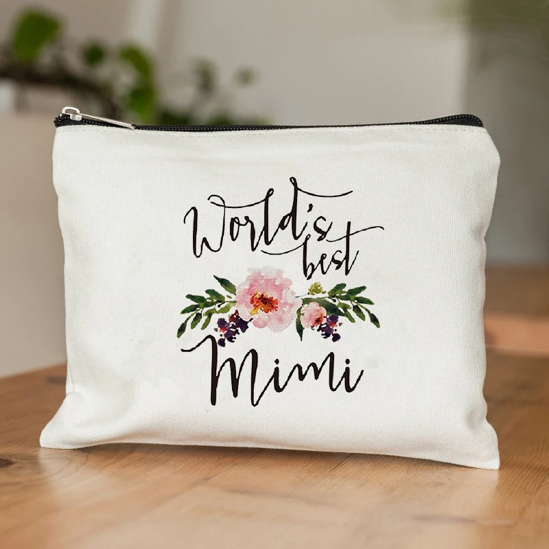 

World's Best Mimi Makeup Pouch Case Canvas Causal Handbag Fashion Cosmetic Lipstick Organizer Women Zipper Lipstick Bag Bags