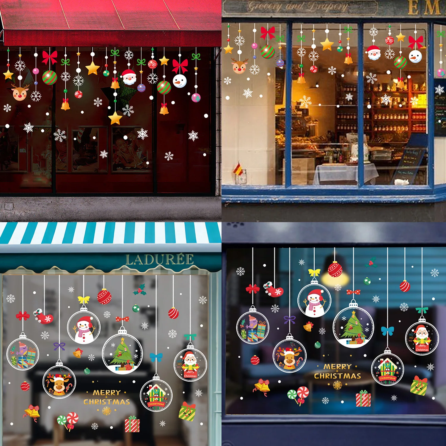 Christmas Ball Window Stickers Electrostatic Clings Decal For New Year Kids Room Party Decor