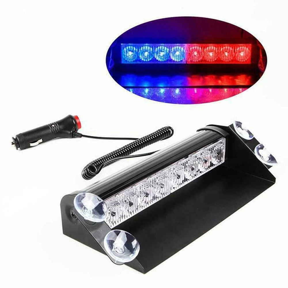 8 LED Car Emergency Strobe Light Police Lights Red/Blue Yellow/White Signal  Lamps Flashing Windshield Warning Light Bar 12V - AliExpress