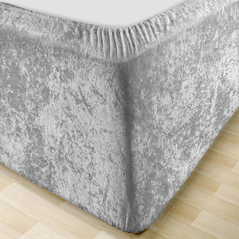 Головна/готель Thicken Extra Deep Base Wrap Bed Skirt Valance Crushed Velvet Divan Frame Cover Around Elastic and Three Sides Fabric