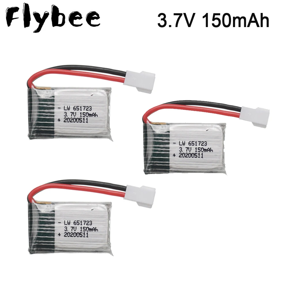 

3/4/5pcs 3.7v 150mah lipo Battery For JJrc H2 H8 H48 U207 RC Quadcopter Spare Parts 3.7v H8 Rechargeable Battery