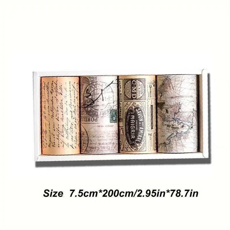 3롤 박스형 빈티지 와시 테이프 - DIY 저널, 스크랩북, 플래너 장 레트로 테두리 장식 테이프, 완벽한 ZSY