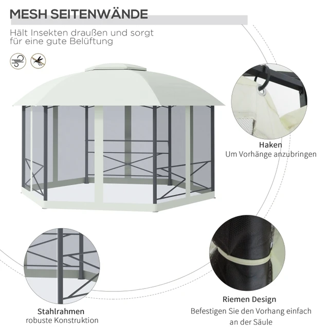 Nagy Kerti Pavilon, 4 X 5 M Sátor, Party Időjárásálló, Vízálló Uv Védelem Oldalsó Fal Kettős Tető - Image 3