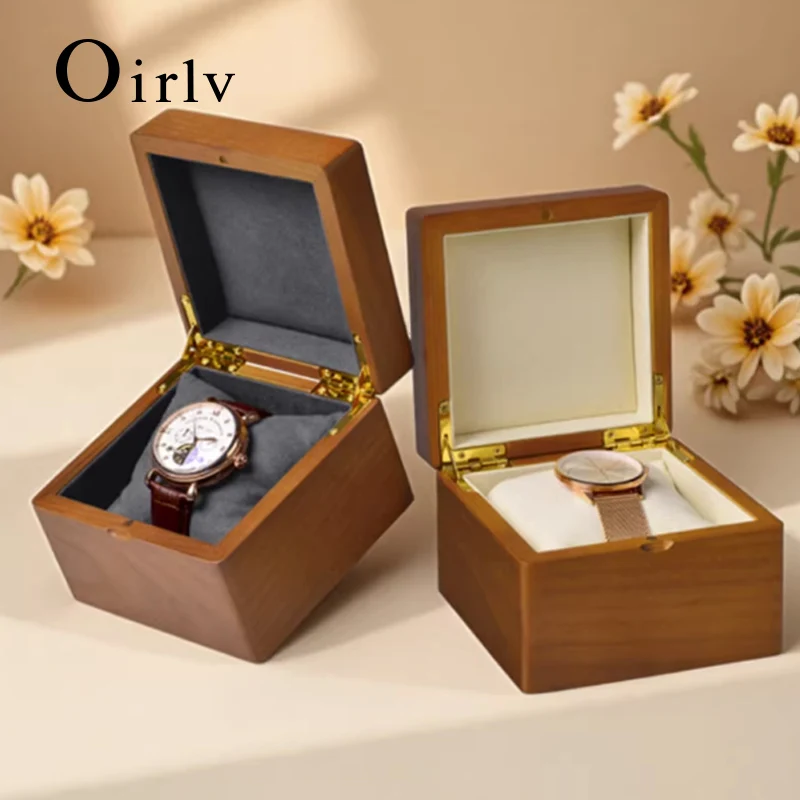Elegant Wooden Watch Storage Box with Pillow Bag - Portable Timepiece Display Case