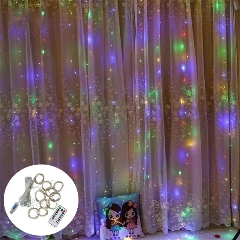 fairy string lights Garland Curtain Led Lights Festoon Led Light Garland Window Curtain Christmas Lights Garland on The Window Room Lights Decor led icicle christmas lights String Lights