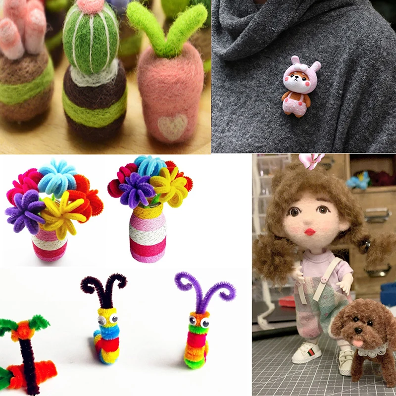 KRABALL Felt Accessories Set For Toy Doll Making Wool Felting Tools Handmade Felting Kit Pack Wool Roving Materials DIY Craft