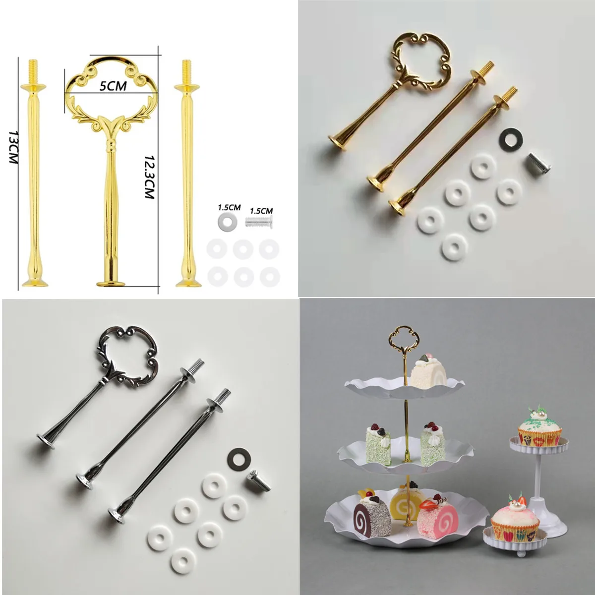 Cake Plate Stand 1 Sets 2 Or 3 Tier Handle Crown Fitting
