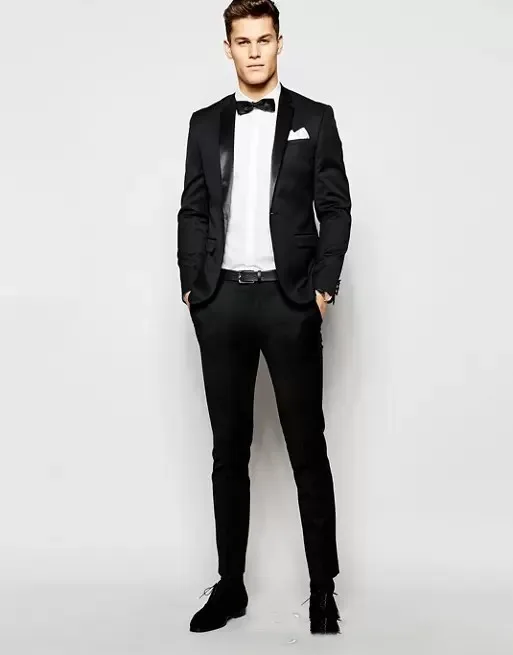 

Black Business Men Suit Tailor-Made 2 Pieces Blazer Pants Gentle Tuxedo One Button Work Wedding Groom Causal Prom Tailored