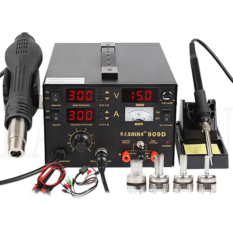 Saike 909D Heat Gun Desoldering Station Power Multi-Function 3 in 1 Constant Temperature Soldering Iron Soldering Station 4