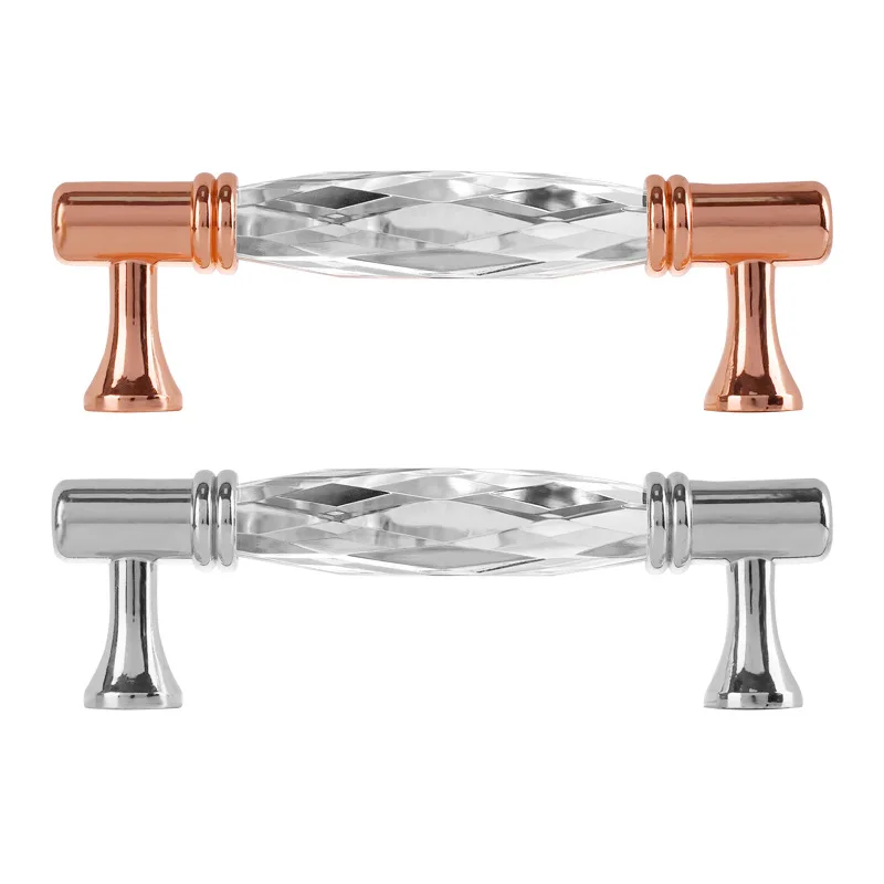 30-128mm European simple wardrobe door pull cabinet drawer wine cabinet brass crystal glass door furniture handle