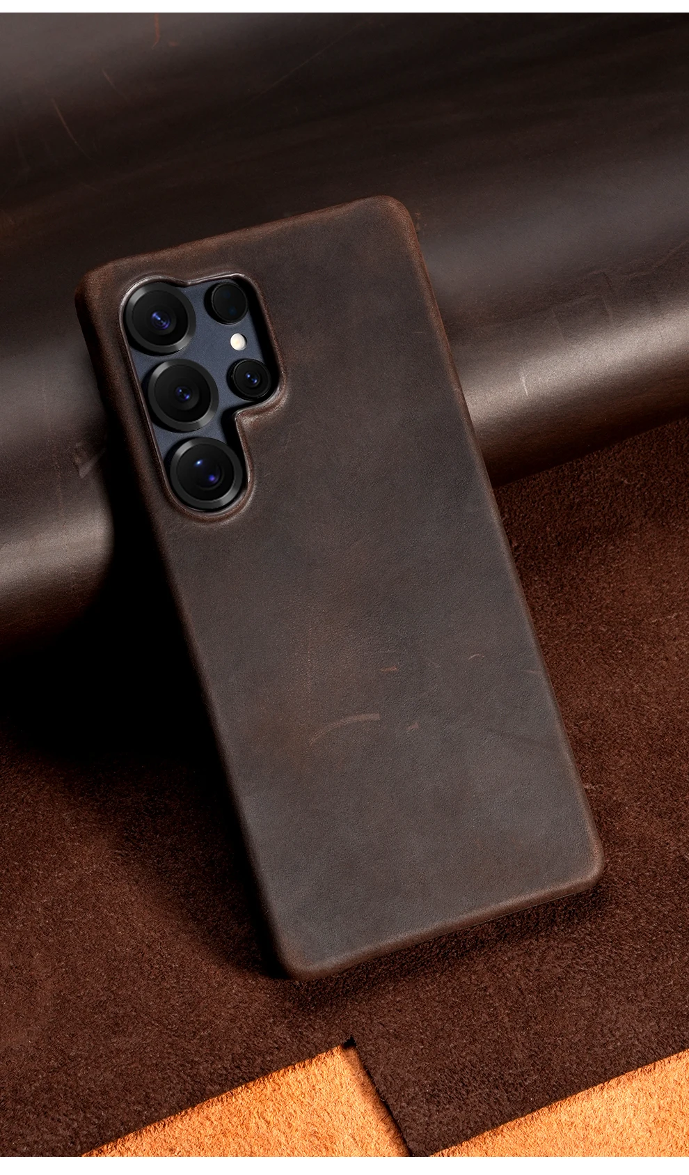 Samsung Leather Phone Case – Genuine Cowhide Magnetic Phone Cover for S24 S25 Ultra