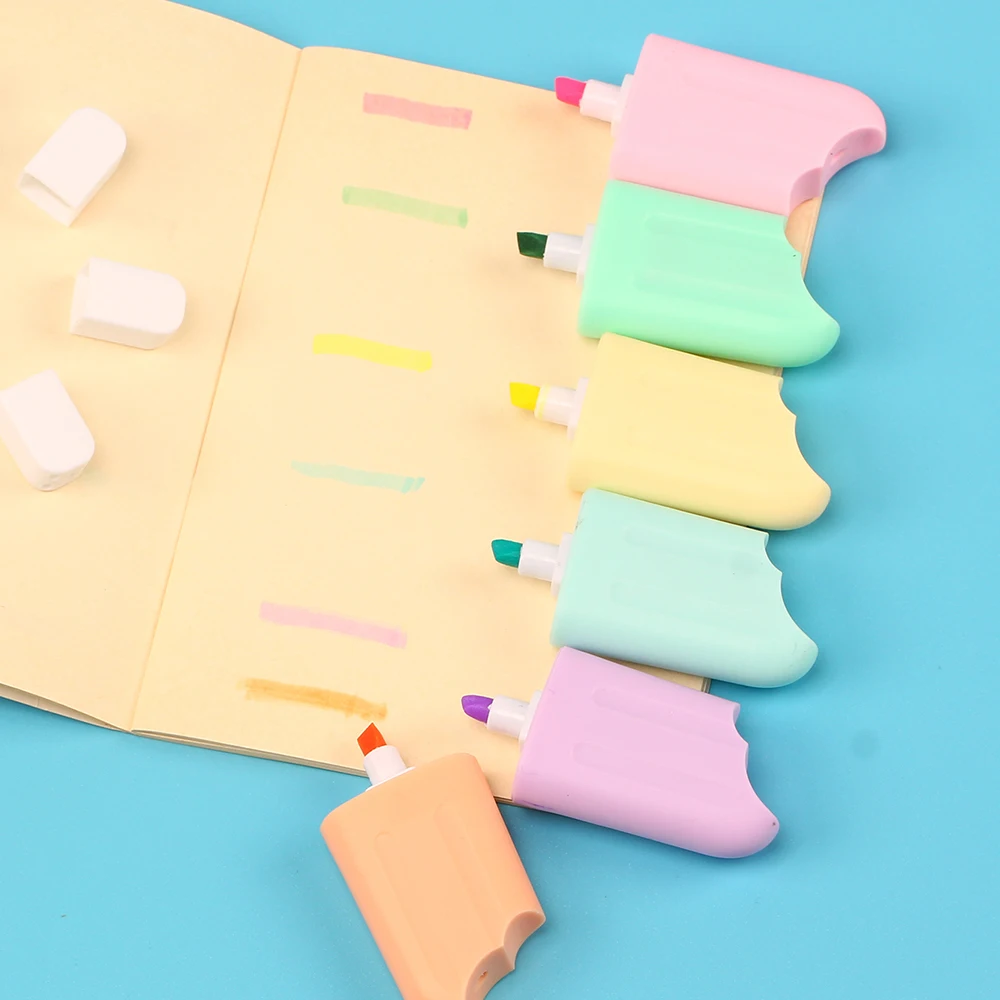 6 Pieces /Pack Lytwtw's Ice Cream Candy Color Highlighter Office School Supplies Gift highlighter marker highlighter pen art marker marker pen