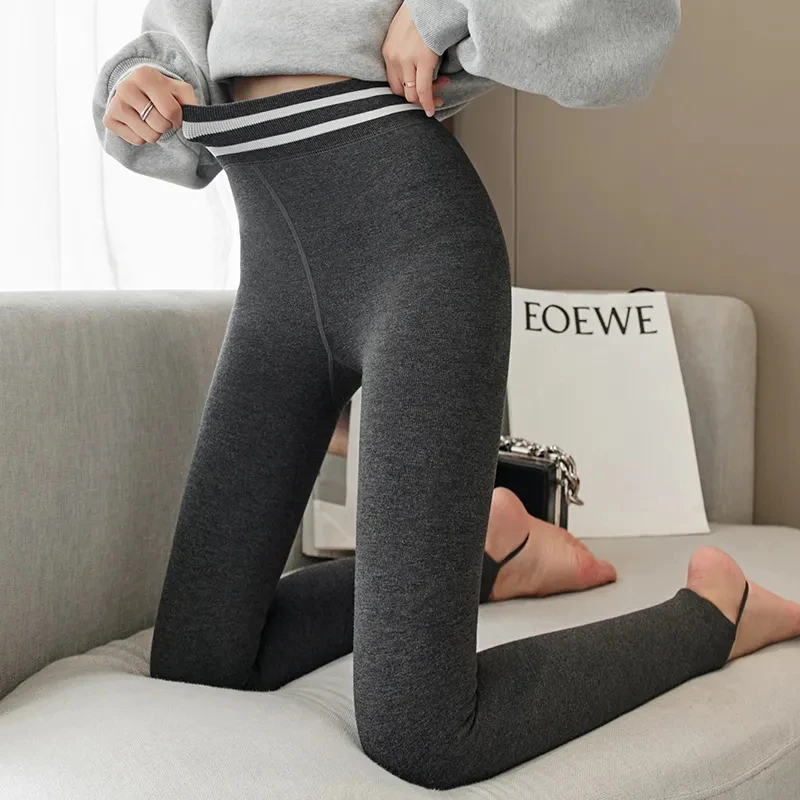 Women Winter Warm Thick Plush High Waist Leggings Step on Foot Pants Velvet Lined Slim Leggins Trousers Ankle-length Legginsy