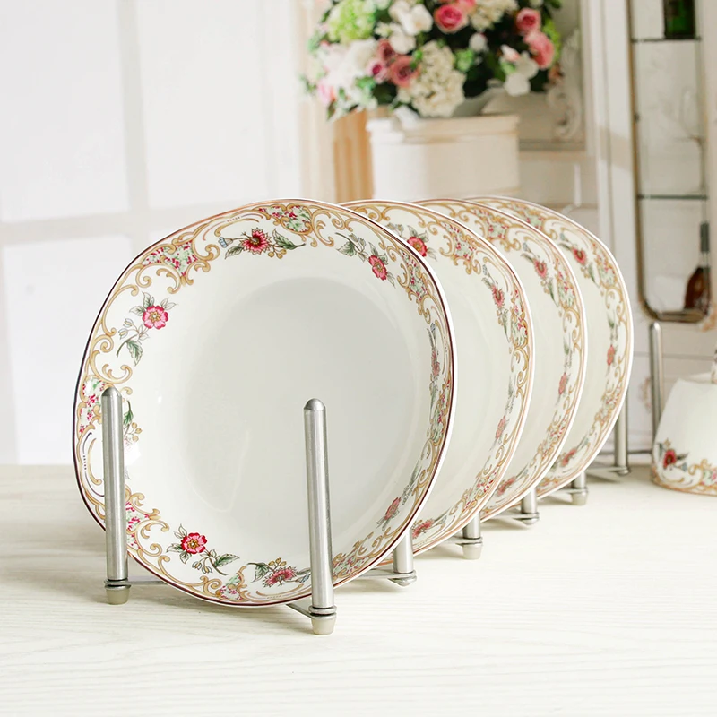 4pcs set, 8inch, fine bone china food serving dishes, ceramic dinner plates set, dish plate for et party, salad servies set