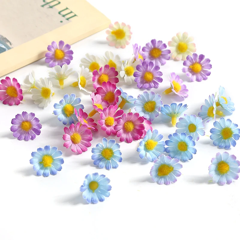 80 pezzi misti mini fiori artificiali colorati teste di fiori margherite,mix pastello piccoli teste di fiori teste di seta cospargere decorazione per artigianato festa di nozze decorazione della casa