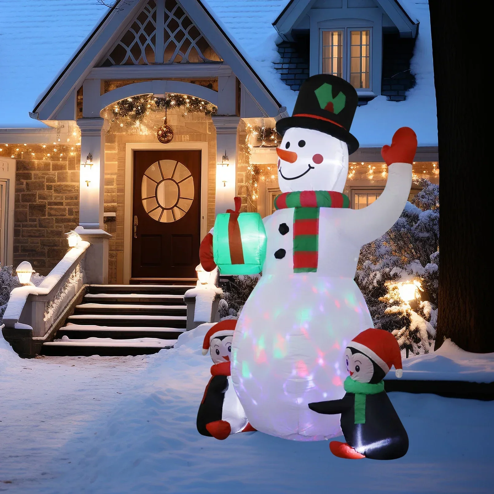 Dynaming Pupazzo Di Neve Gonfiabile Con Luci LED Rotanti – 1,8 M – Decorazione Natalizia Per Esterni E Giardino - 2