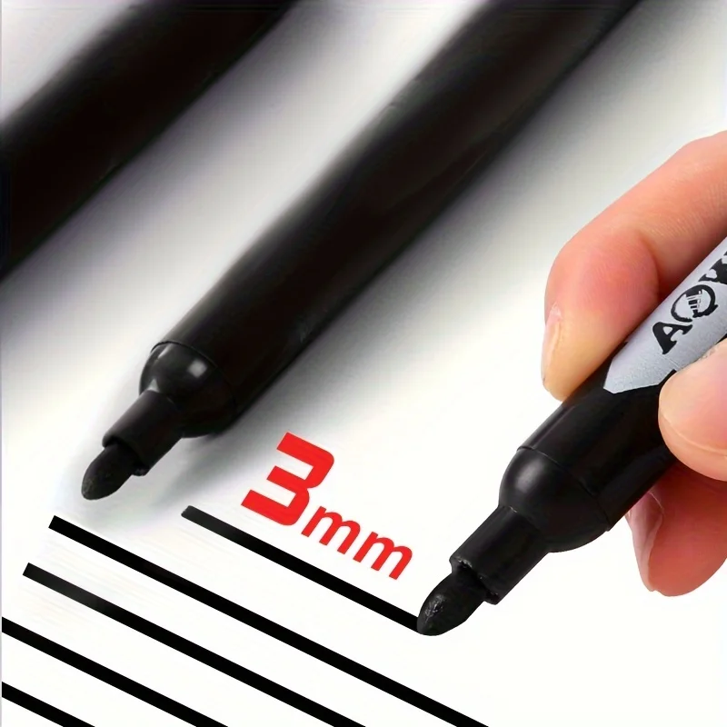 Waterproof Fine Tip Markers, 10-Pack – Versatile for Paper, Steel, Glass – Smooth Writing for School & Office
