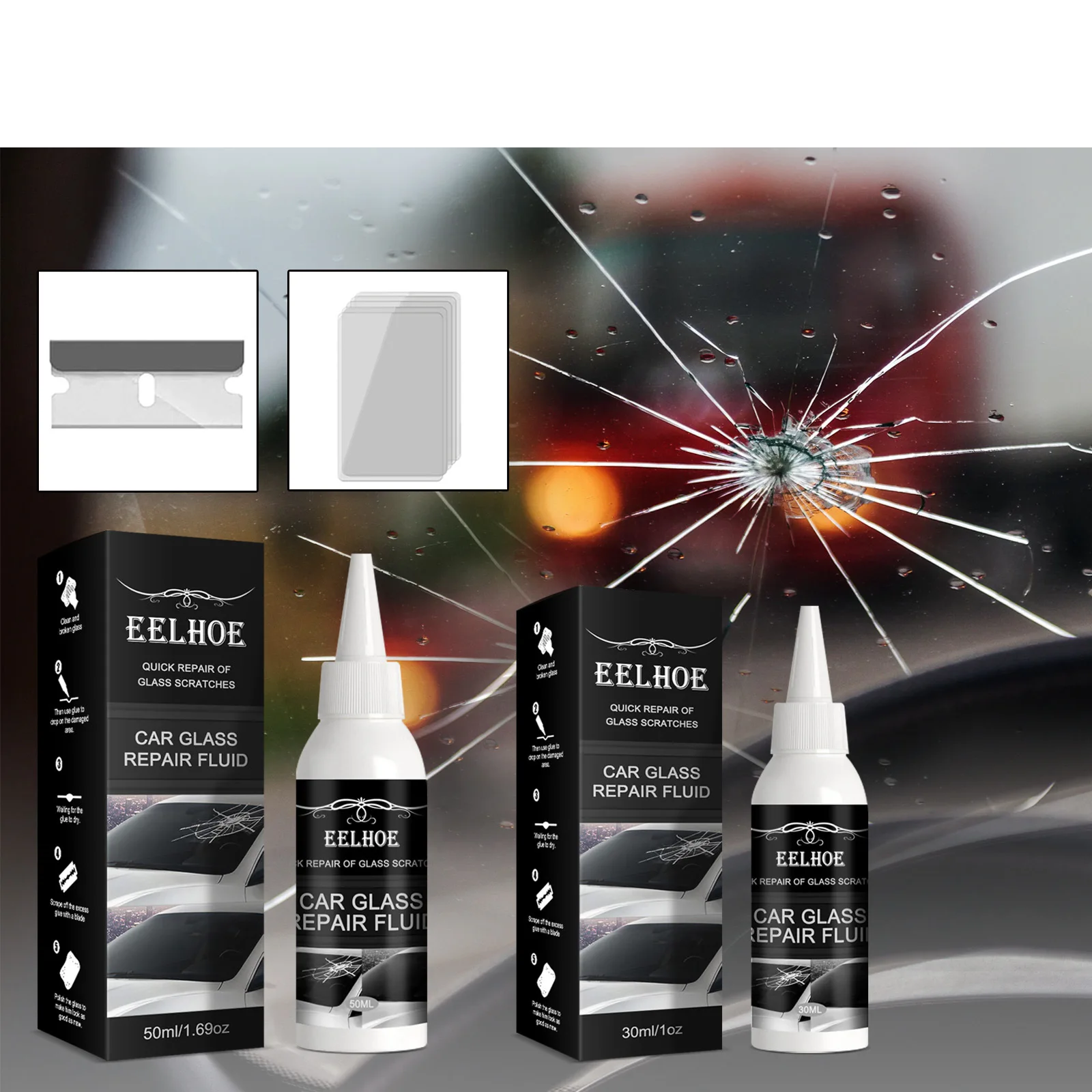 18PCS Car Glass Windshield Crack Repair Adhesive Glue Cracked Glass