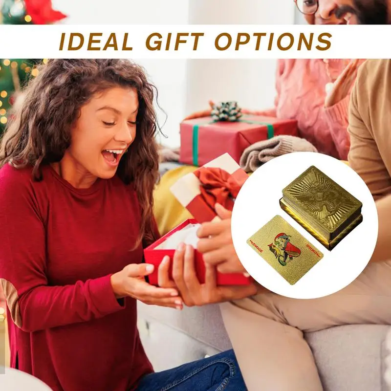 Gold Foil Poker Cards Waterproof Tabletop Poker Parties Game PVC Portable Leisure Playing Cards for Festivals Gatherings