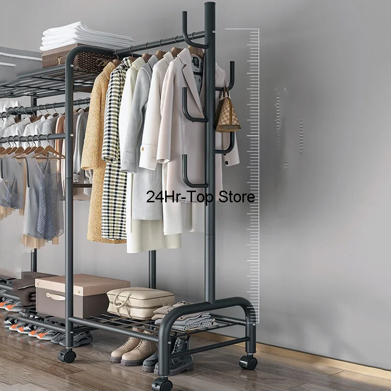 Vintage Black Clothes Rack Wall Place Savingmodern Wardrobe Clothes Rack Jacket Hangerstendibiancheriahallway Furniture