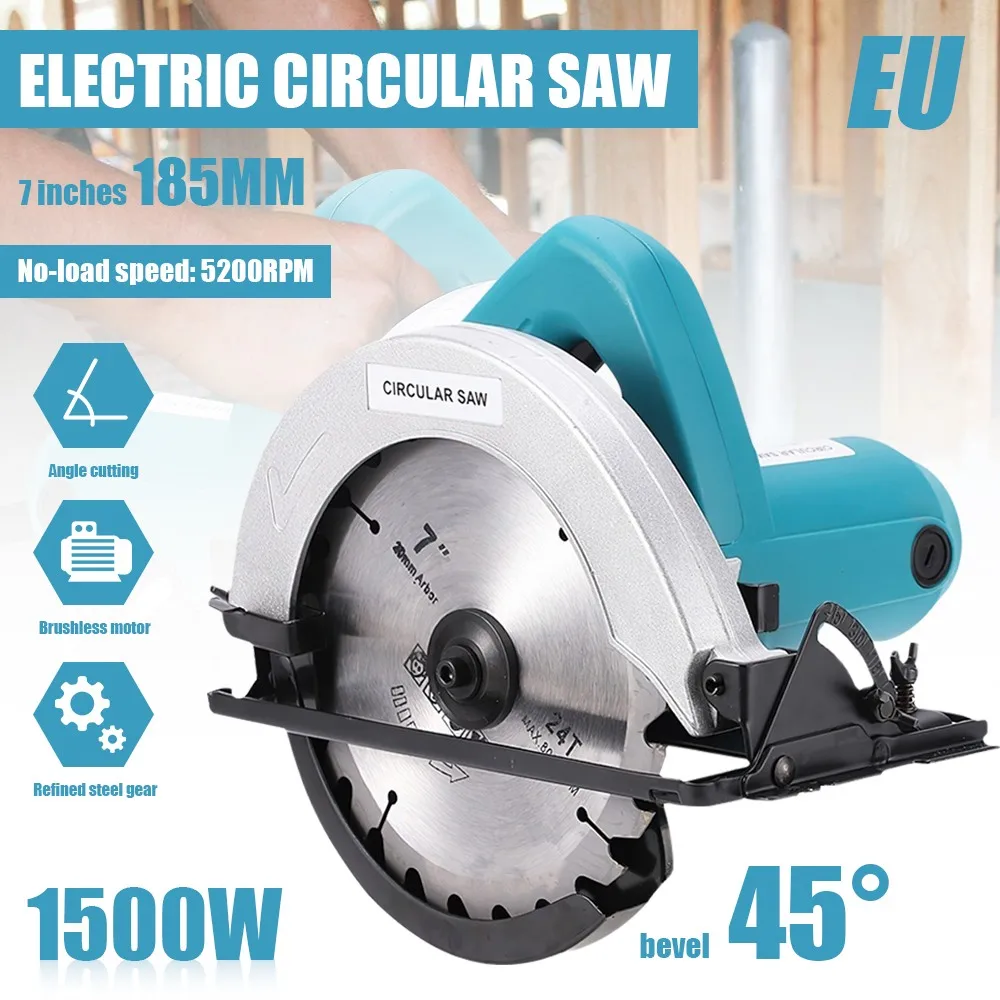 Scie circulaire électrique 7 pouces – Modèle sans balais, positionnement manuel, découpe bois Sc064ec7bf5d64913ae32c9d66b360f48x