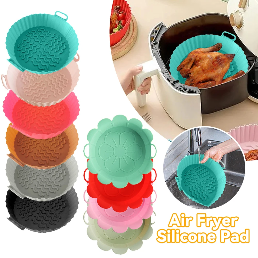 Round Air Fryer Silicone Liners Pot Airfryer Accessories | Caroeas 17.5 x 5 cm / Pink