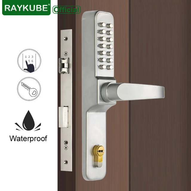 RAYKUBE-cerradura de puerta con código Digital, cerradura de muesca con  contraseña, resistente al agua, para