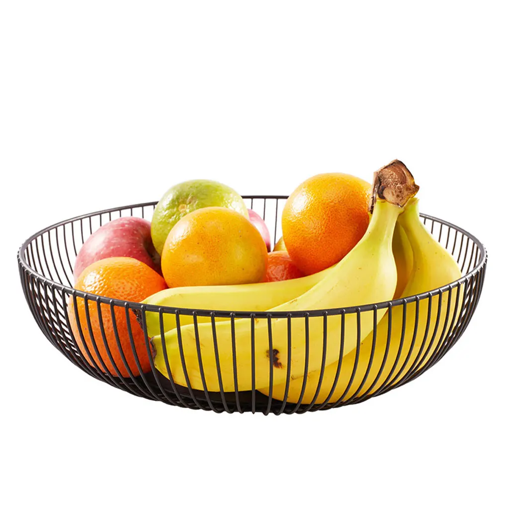 New Iron Art Fruit Basket Storage Nordic-Style Living Room Fruit Plate Snacks Creative-Bowl Storage Basket Kitchen Organizer
