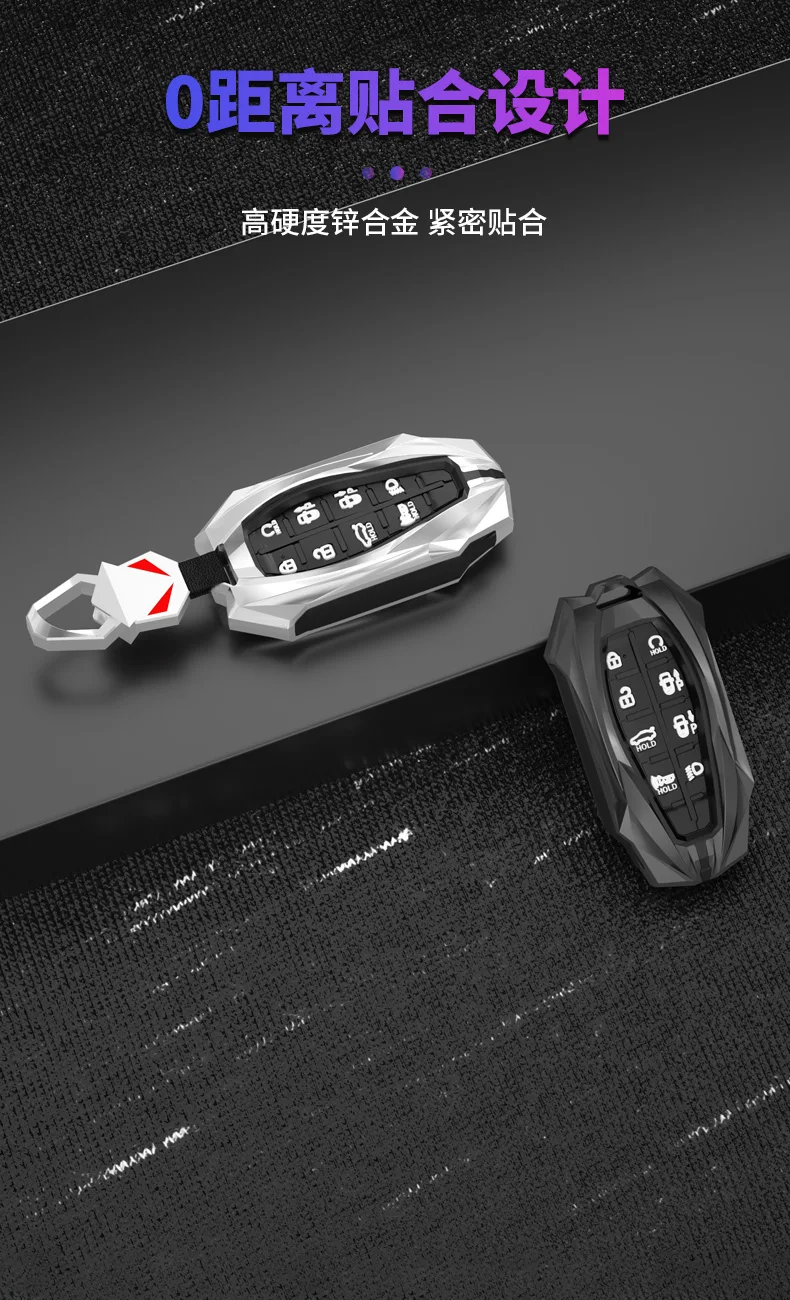 Copertura chiave della cassa del portachiavi a distanza dell'automobile in lega di zinco per Hyundai Genesis G80 GV80 2019 2020 copertura chiave a 8 pulsanti - Sc0652581e44d45e28cfa046db15c6bf6b