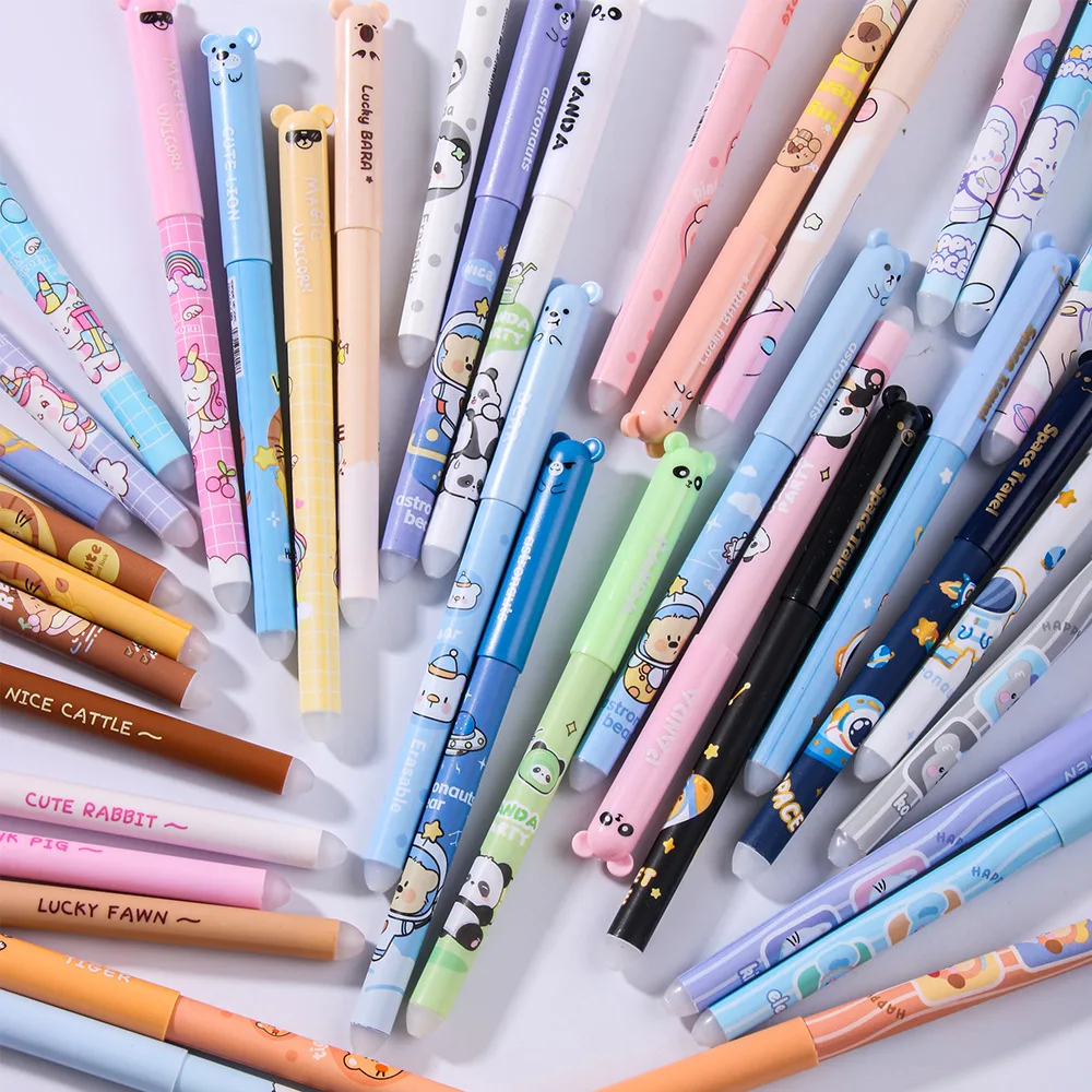 30 penne cancellabili, penne divertenti e carine per bambini, penne kawaii antistress, penne rotanti per scuola, ufficio, casa, stile casuale - immagine 3