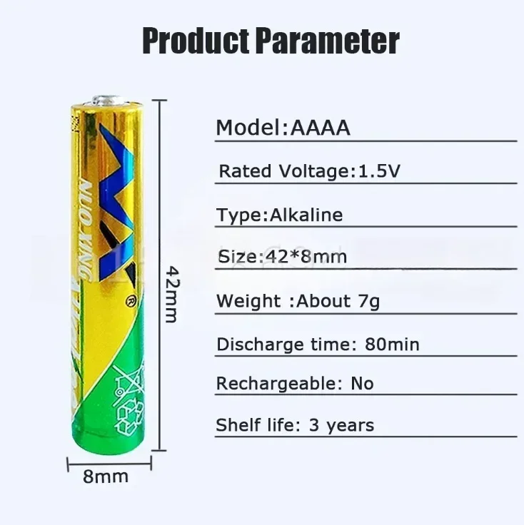 Hot 4PCS AAAA E96 LR61 LR8D425 1.5V Alkaline Battery For Stylus Laser Pen Touch Bluetooth Earphone Clock LR8D425 MN2500 MX2500 4