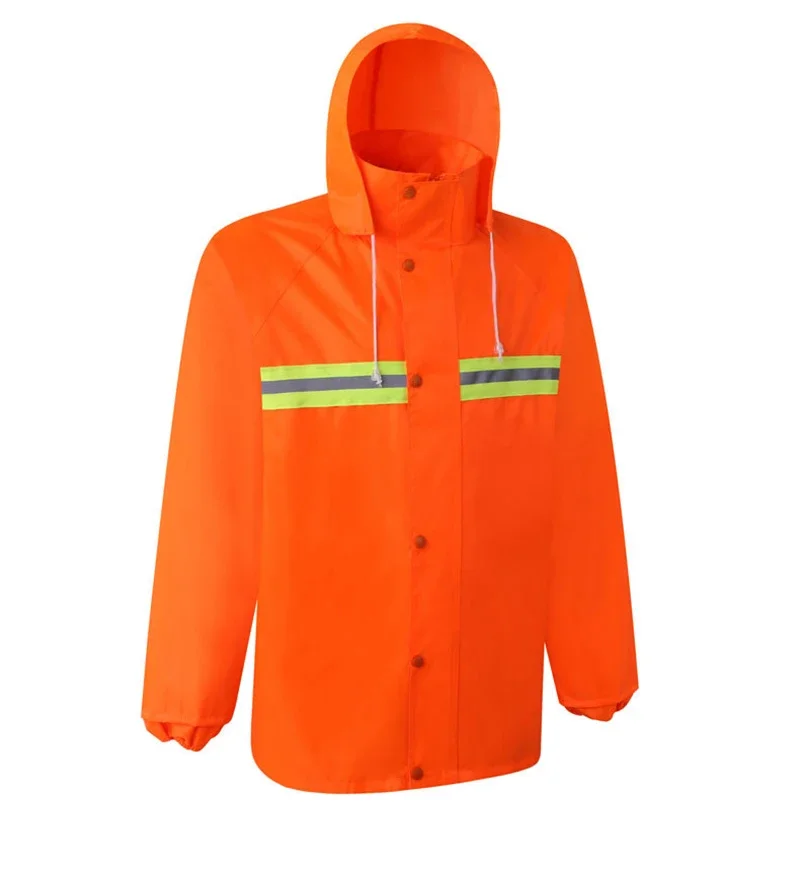 Orange Reflective Adult Waterproof Raincoat Women Men Rain Coat Hooded For Outdoor Hiking Travel Fishing Climbing Working