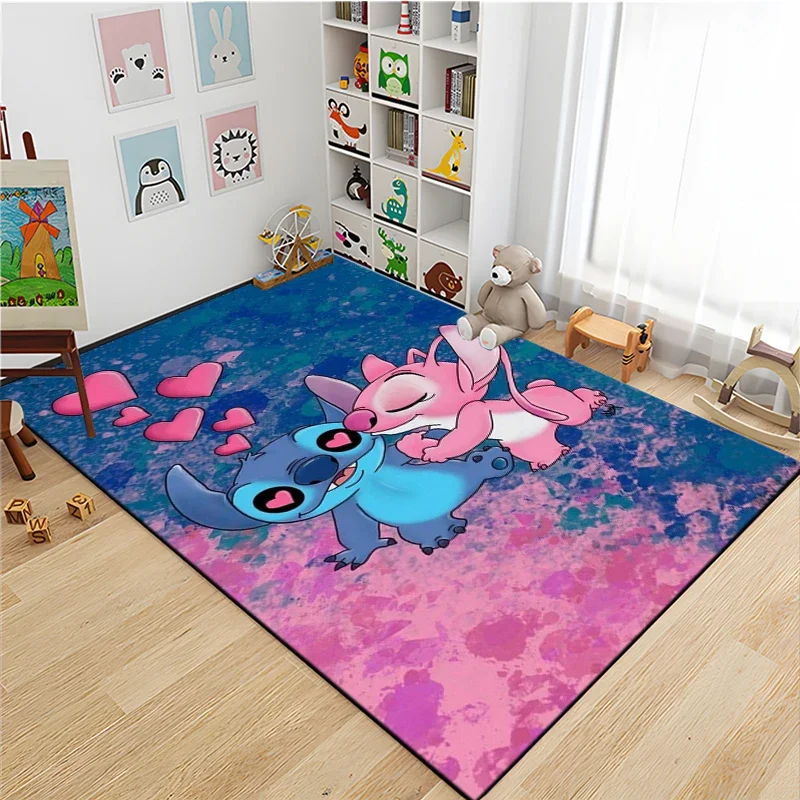 thumbnail image 1 of Alfombra de Disney con figura de Anime Stitch, alfombra estampada para sala de estar y dormitorio, felpudo creativo de dibujos animados para dormitorio de niños, sofá, alfombras para el suelo, 1 of 4