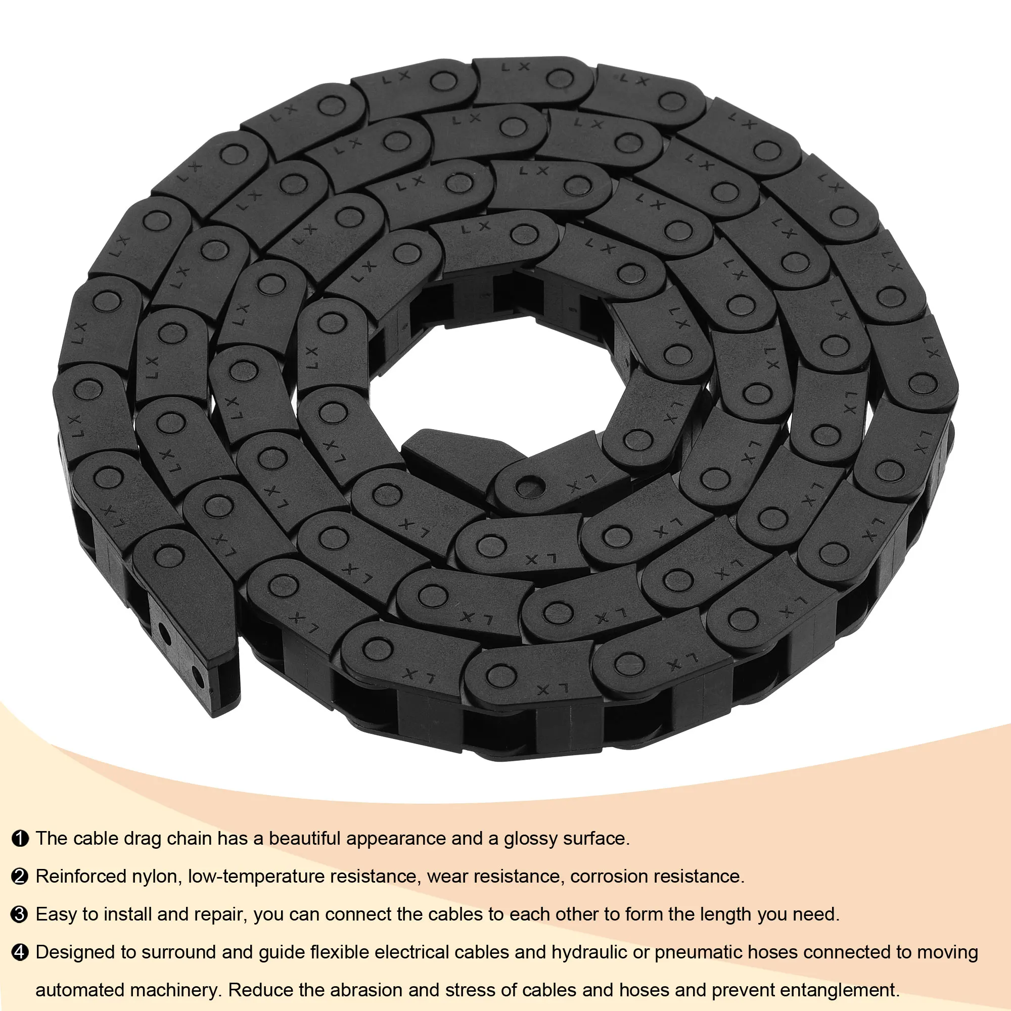Non-opening Drag Chain Bridge Type R18 R25 R28 7x7 8x8 6x10 10x10 7x15 10x15mm L1m Cable Carrier with Ends for CNC 3D Printer