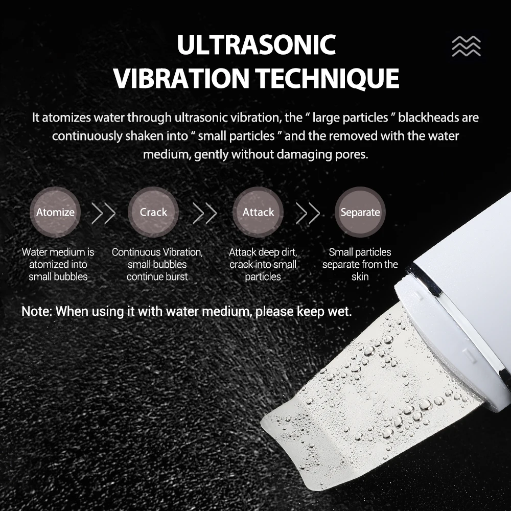 Skin Scrubber Ultrasonic Facial Machine for Home Use Spatula for Blackhead Remover Shovel Peeling Pore Cleaner Face Lift Massage