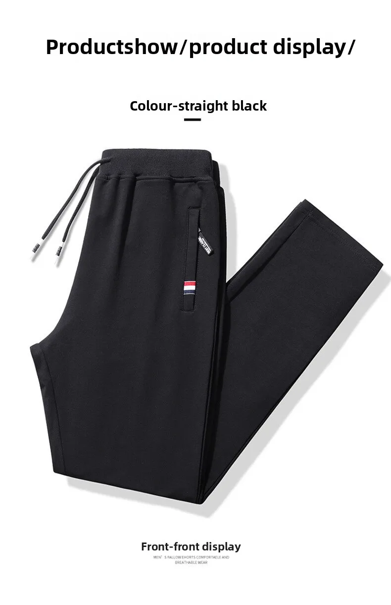 Men’s loose fit cotton jogger pants – plus size 6XL 8XL gym track trousers black