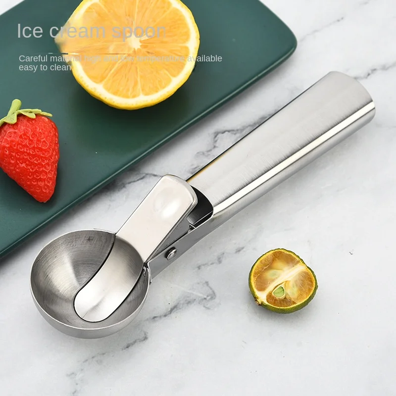 Stainless steel cream dipper household ice cream spoon push-type fruit watermelon ball scooper spoon