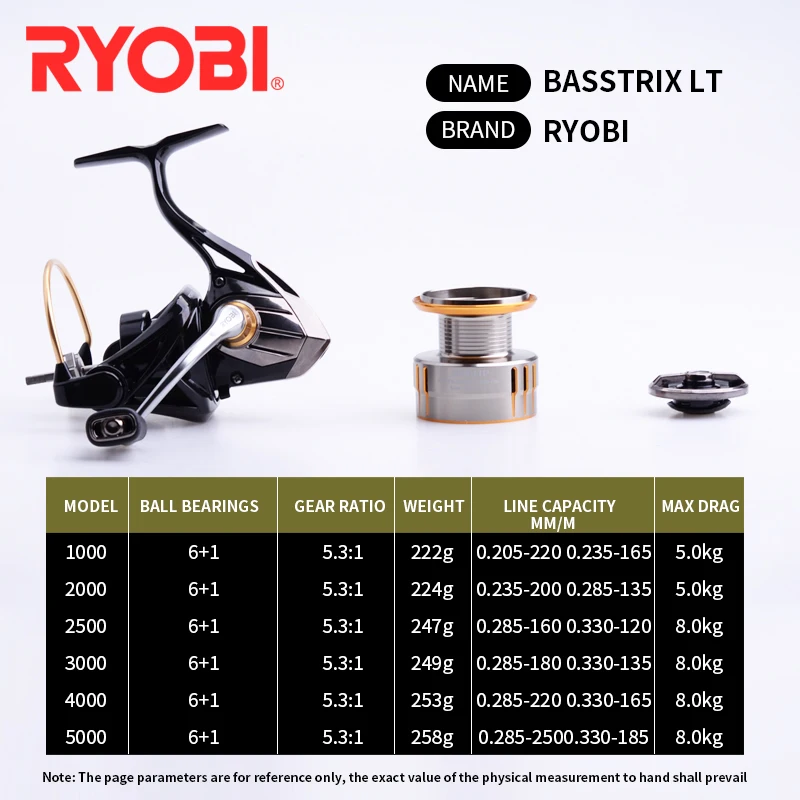 RYOBI BASSTRIX LT Spinning Fishing Reels 1000-5000 6+1BB Light