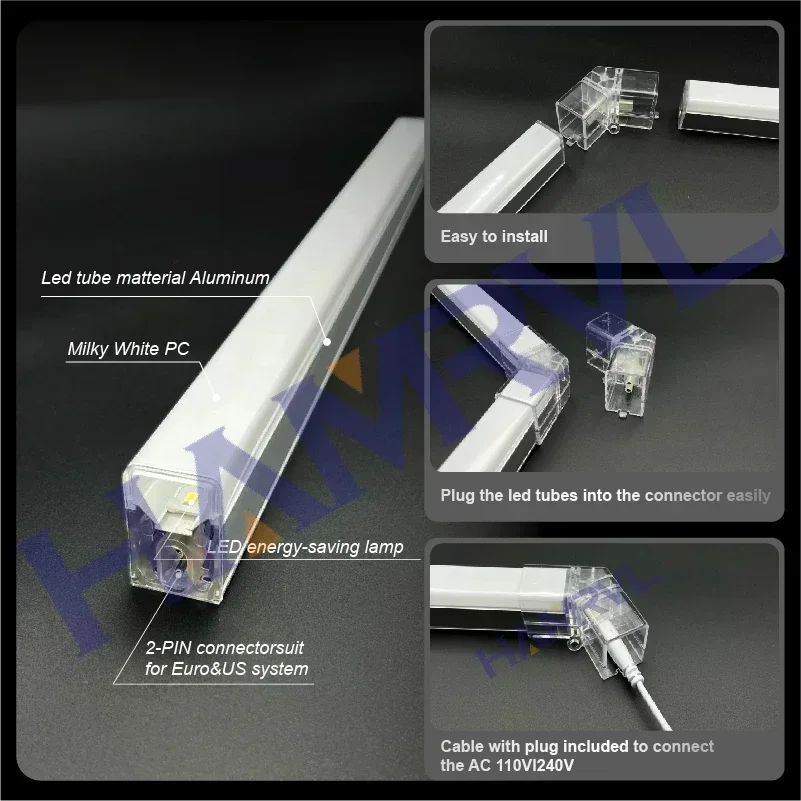 DlY 허용 육각형 LED 벌집 조명 차고 램프, 자동차 차체 수리 LED 작업장용 LED 튜브 천장 조명, 110V-240V