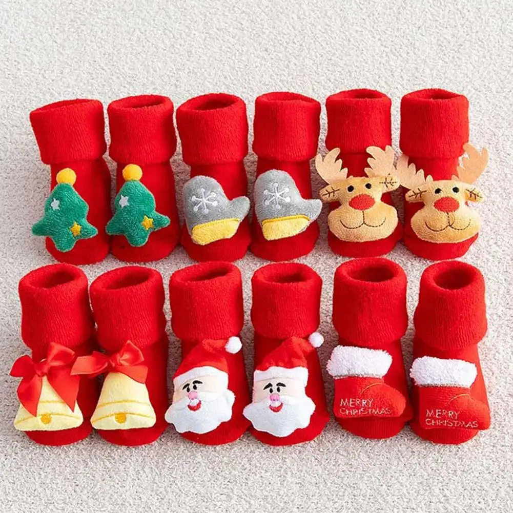 

3D Cartoon Children's Socks Girls Boys Cotton Toddler Baby Christmas Socks Newborns Socks BB Floor Socks 0-1 Years 2-3 Years