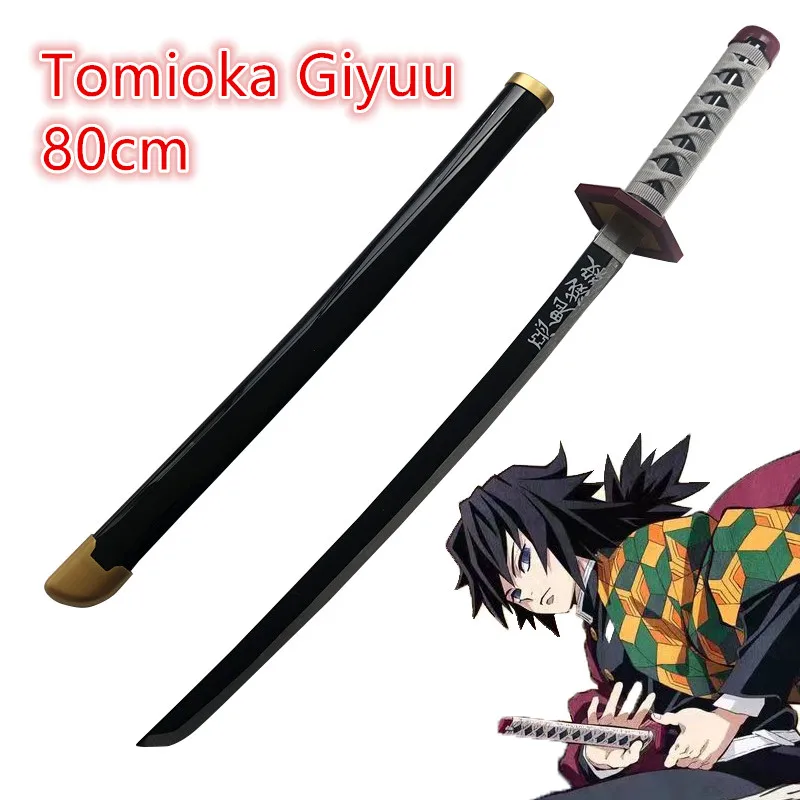 

Kimetsu no Yaiba Sword Weapon Demon Slayer Tomioka Giyuu Cosplay Sword Ninja Knife 1:1 Anime wood Weapon Prop 80cm