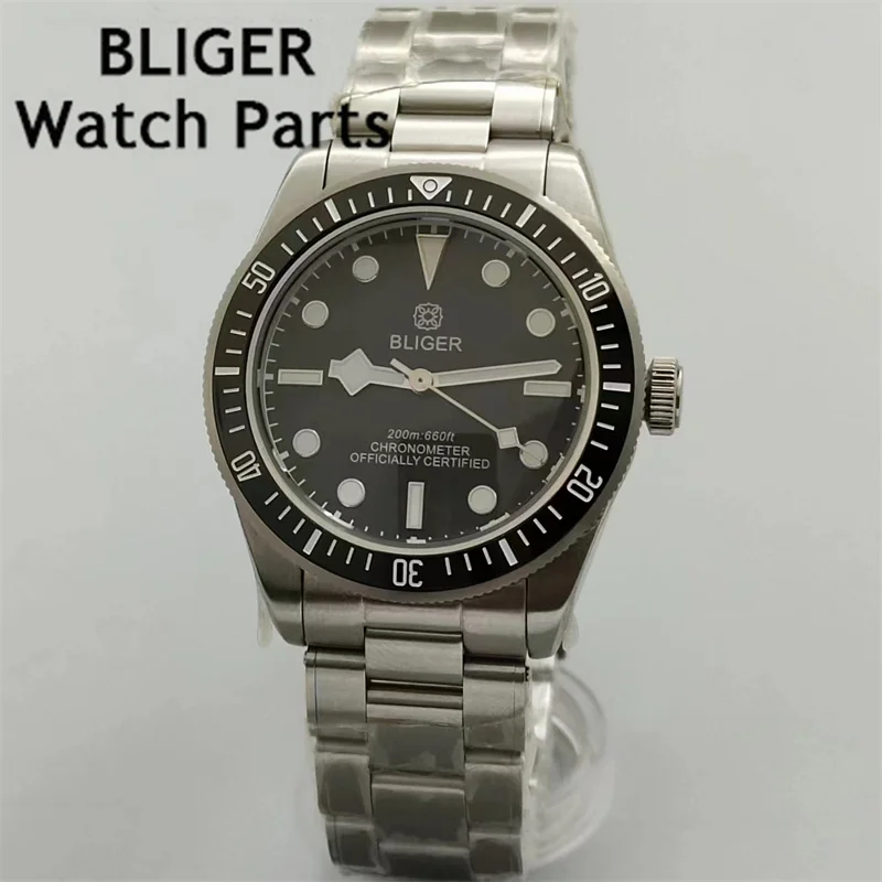 

BLIGER 39mm NH35A Movement Automatic Mechanical Diving Men's Watch Snowflake Hand Domed Glass C3 luminous Dial BB58 Reloj Hombre