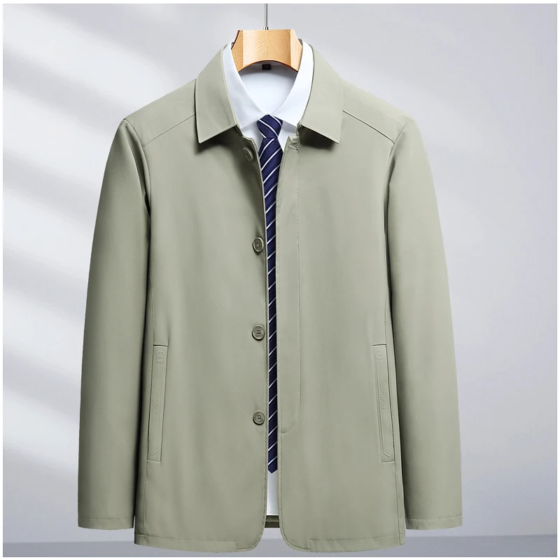 

Spring Autumn Mens Casual Jacket Mens Solid Color Loose Bomber Jackets Male Business Jackets New Arrival Turun Down Collar Coat