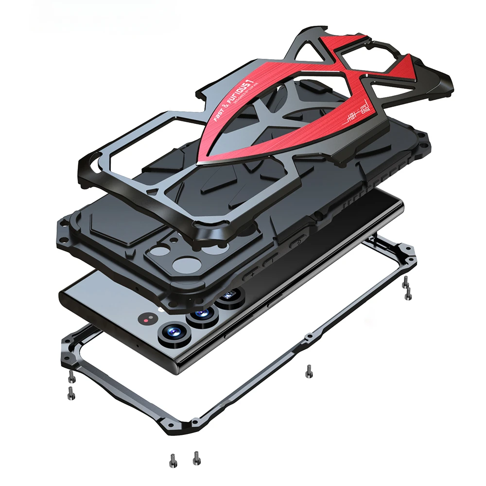 SportsCar 3Proof Military Rubber Rugged Fundas Metal Case Armor For Samsung Galaxy S23 Ultra S23Ultra Shell Full Protect Cover