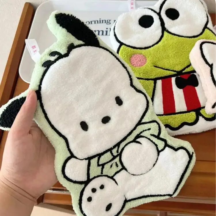 Absorbent coral fleece towel shown in use