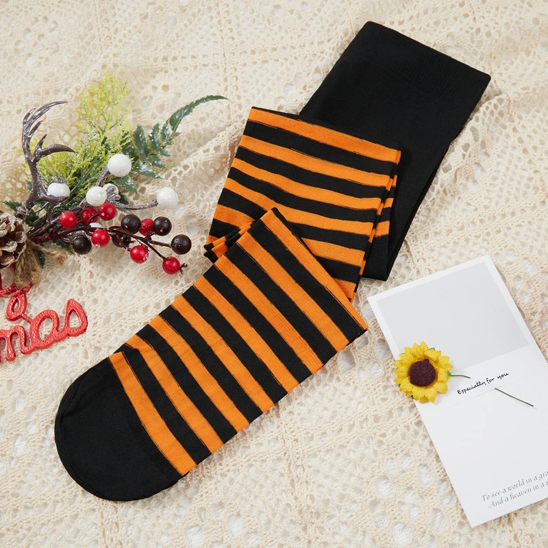 6-14Y Kids Girls Stripe Tights Pantyhose Children High Waist Elastic Leggings Baby Party Cosplay Halloween Christmas Stockings
